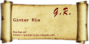 Ginter Ria névjegykártya